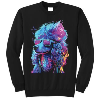 Funny Poodle Colorful Poodle Wearing Sunglasses Sweatshirt