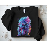 Funny Poodle Colorful Poodle Wearing Sunglasses Sweatshirt