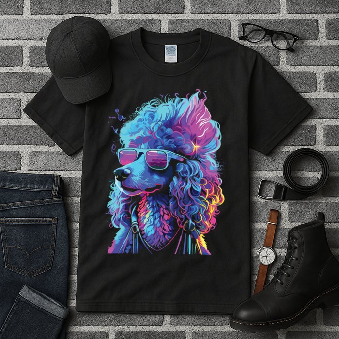 Funny Poodle Colorful Poodle Wearing Sunglasses Tall T-Shirt