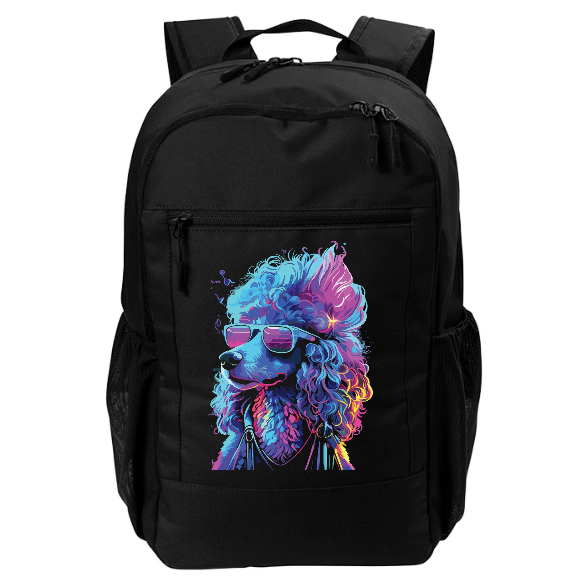 Funny Poodle Colorful Poodle Wearing Sunglasses Backpack
