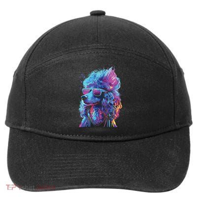 Funny Poodle Colorful Poodle Wearing Sunglasses 7-Panel Snapback Hat