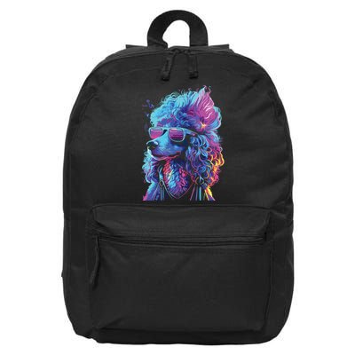 Funny Poodle Colorful Poodle Wearing Sunglasses 16 in Basic Backpack