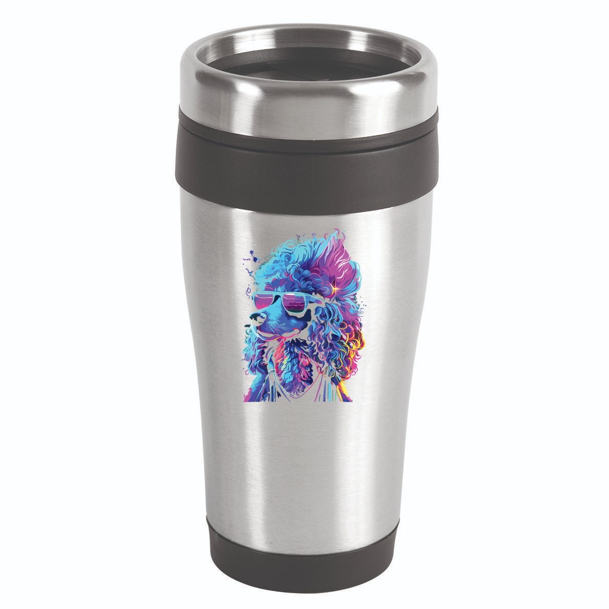 Funny Poodle Colorful Poodle Wearing Sunglasses 16oz Travel Tumbler