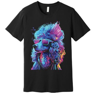 Funny Poodle Colorful Poodle Wearing Sunglasses Premium T-Shirt
