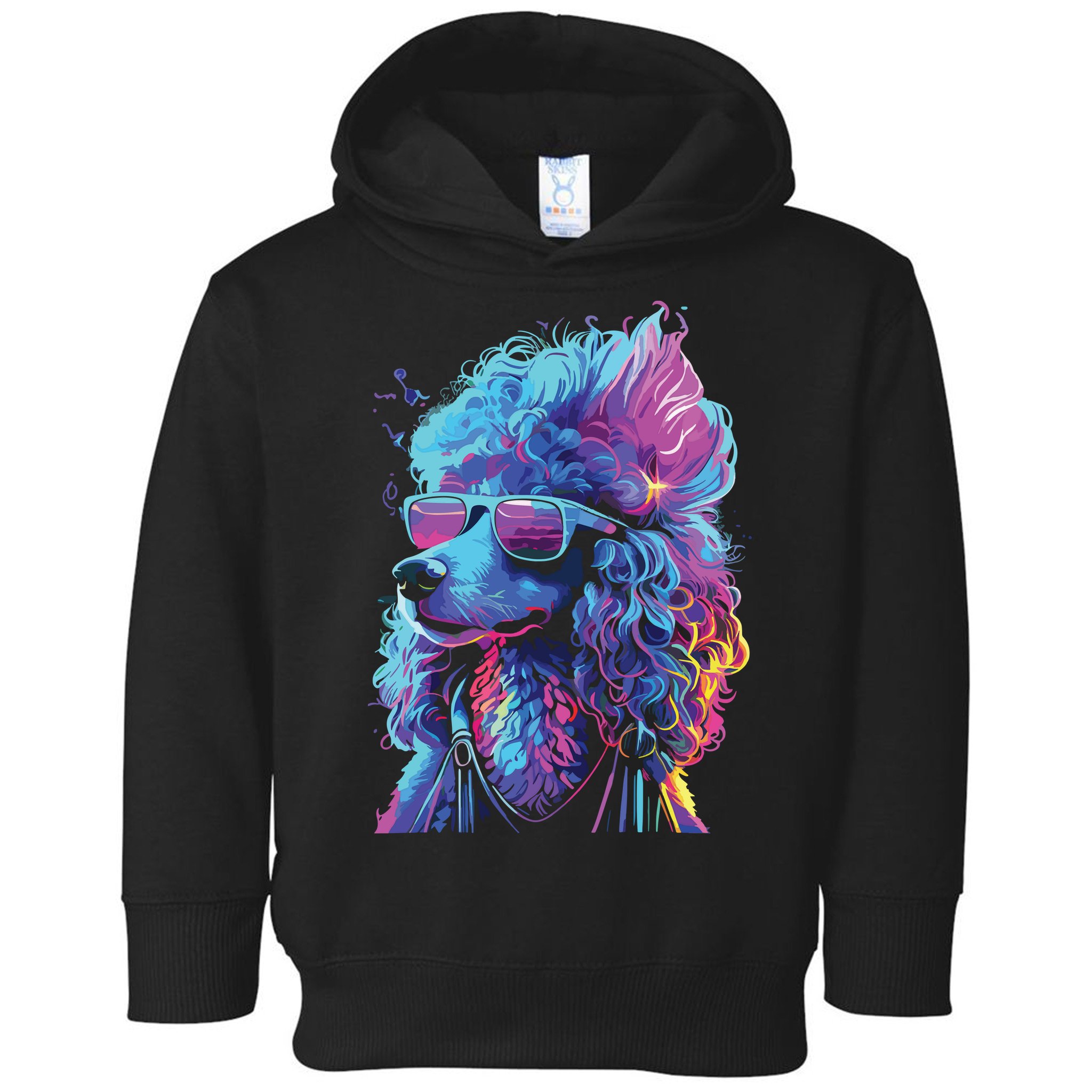 Funny Poodle Colorful Poodle Wearing Sunglasses Toddler Hoodie