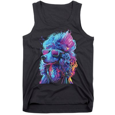 Funny Poodle Colorful Poodle Wearing Sunglasses Tank Top