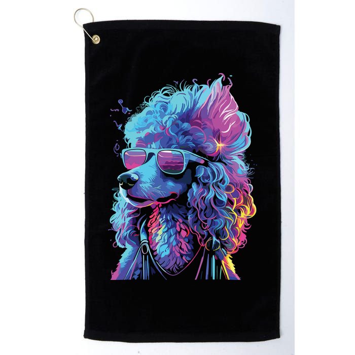 Funny Poodle Colorful Poodle Wearing Sunglasses Golf Towel