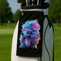 Funny Poodle Colorful Poodle Wearing Sunglasses Golf Towel