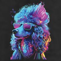 Funny Poodle Colorful Poodle Wearing Sunglasses Golf Towel