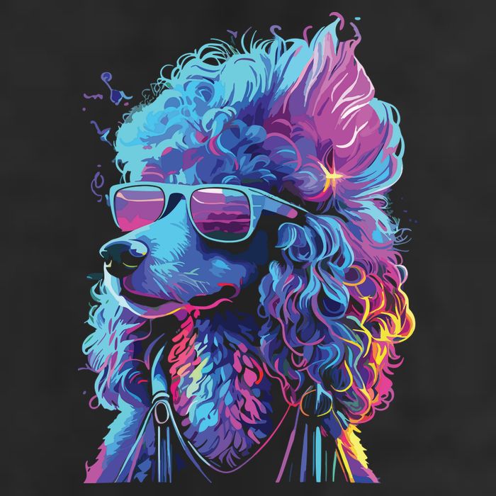 Funny Poodle Colorful Poodle Wearing Sunglasses Golf Towel