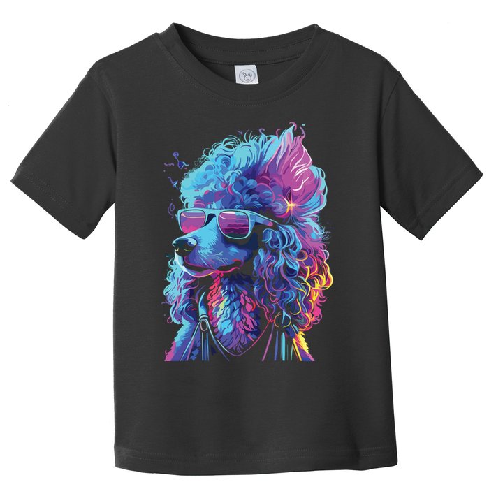 Funny Poodle Colorful Poodle Wearing Sunglasses Toddler T-Shirt
