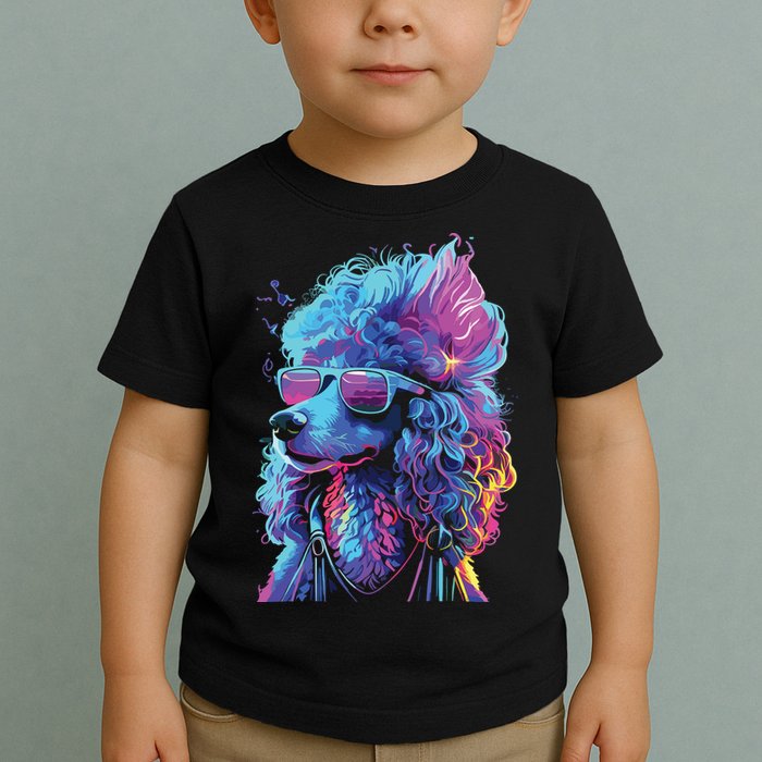 Funny Poodle Colorful Poodle Wearing Sunglasses Toddler T-Shirt