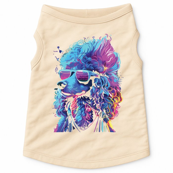Funny Poodle Colorful Poodle Wearing Sunglasses Doggie Tank