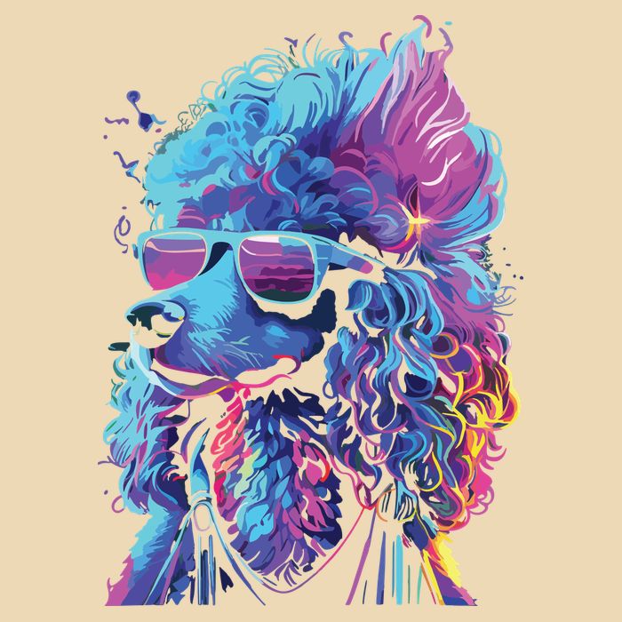 Funny Poodle Colorful Poodle Wearing Sunglasses Doggie Tank