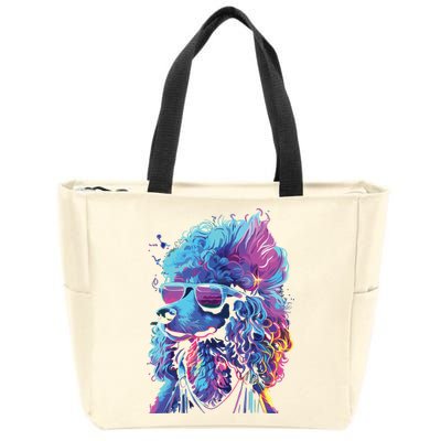 Funny Poodle Colorful Poodle Wearing Sunglasses Zip Tote Bag