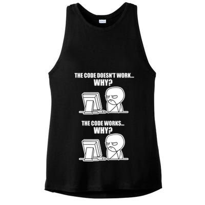 Funny Programmer Code Works Why Meme Tee Ladies PosiCharge Tri-Blend Wicking Tank