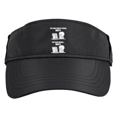 Funny Programmer Code Works Why Meme Tee Adult Drive Performance Visor