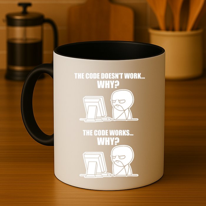 Funny Programmer Code Works Why Meme Tee Mug
