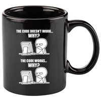 Funny Programmer Code Works Why Meme Tee 11oz C Handle Ceramic Mug