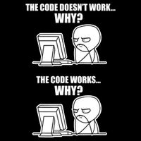 Funny Programmer Code Works Why Meme Tee Women's Knotted Racerback Tank