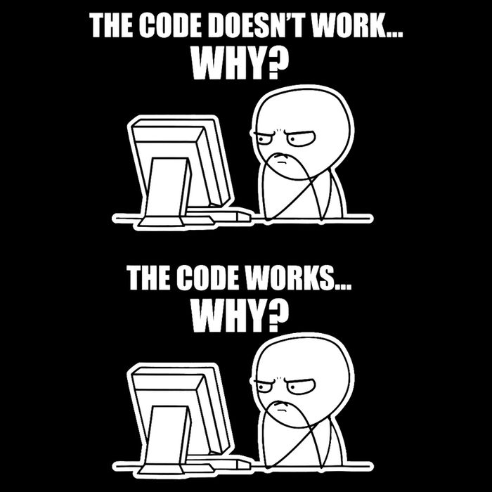 Funny Programmer Code Works Why Meme Tee Women's Knotted Racerback Tank