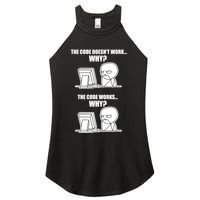 Funny Programmer Code Works Why Meme Tee Women's Perfect Tri Rocker Tank