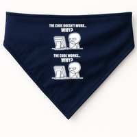 Funny Programmer Code Works Why Meme Tee USA-Made Doggie Bandana