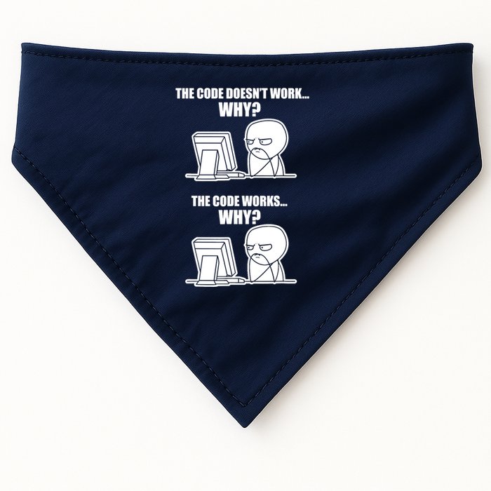 Funny Programmer Code Works Why Meme Tee USA-Made Doggie Bandana