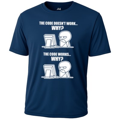 Funny Programmer Code Works Why Meme Tee Performance Shirt