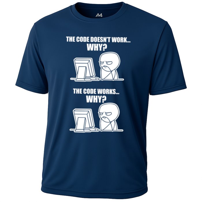 Funny Programmer Code Works Why Meme Tee Performance Shirt