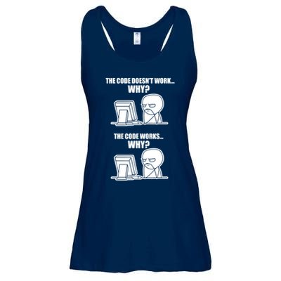 Funny Programmer Code Works Why Meme Tee Ladies Essential Flowy Tank