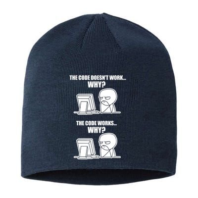 Funny Programmer Code Works Why Meme Tee Sustainable Beanie