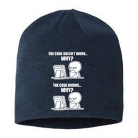 Funny Programmer Code Works Why Meme Tee Sustainable Beanie