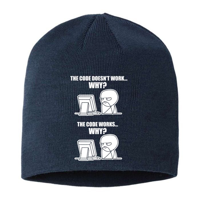 Funny Programmer Code Works Why Meme Tee Sustainable Beanie