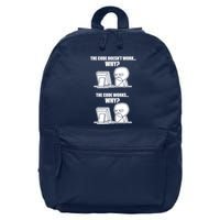 Funny Programmer Code Works Why Meme Tee 16 in Basic Backpack