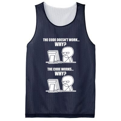 Funny Programmer Code Works Why Meme Tee Mesh Reversible Basketball Jersey Tank