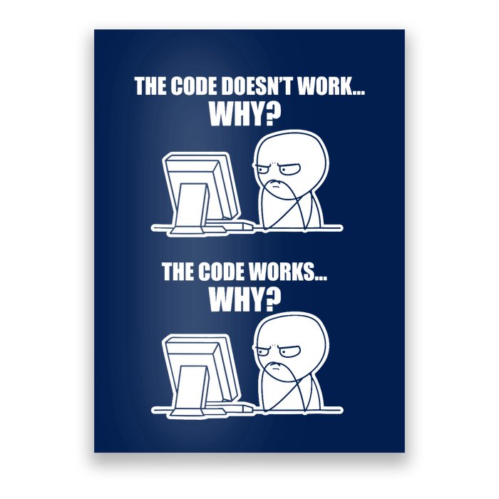Funny Programmer Code Works Why Meme Tee Poster