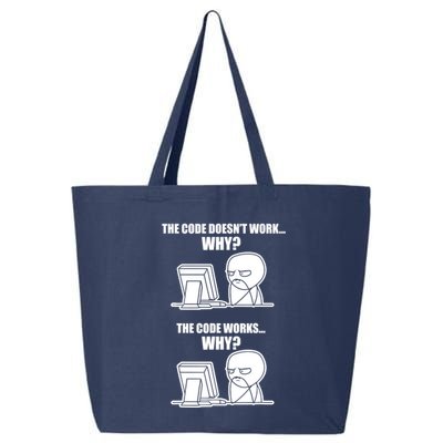 Funny Programmer Code Works Why Meme Tee 25L Jumbo Tote
