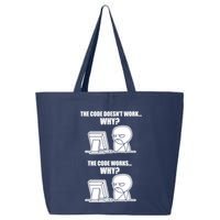 Funny Programmer Code Works Why Meme Tee 25L Jumbo Tote