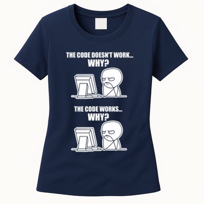 Funny Programmer Code Works Why Meme Tee Womens T-Shirt