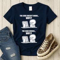 Funny Programmer Code Works Why Meme Tee Womens T-Shirt