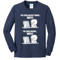Funny Programmer Code Works Why Meme Tee Kids Long Sleeve Shirt