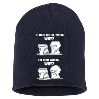 Funny Programmer Code Works Why Meme Tee Short Acrylic Beanie
