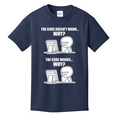Funny Programmer Code Works Why Meme Tee Kids T-Shirt