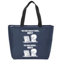 Funny Programmer Code Works Why Meme Tee Zip Tote Bag