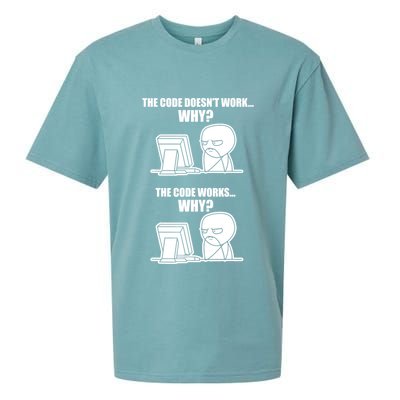 Funny Programmer Code Works Why Meme Tee Sueded Cloud Jersey T-Shirt