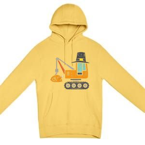 Funny Pilgrim Crane Turkey Thanksgiving Truck Premium Pullover Hoodie