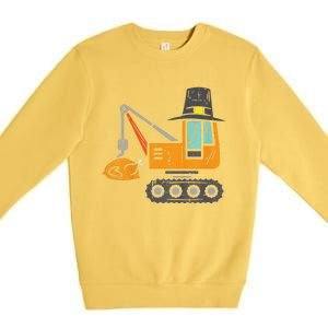 Funny Pilgrim Crane Turkey Thanksgiving Truck Premium Crewneck Sweatshirt