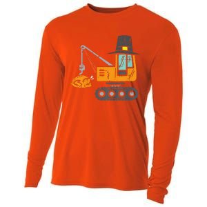 Funny Pilgrim Crane Turkey Thanksgiving Truck Cooling Performance Long Sleeve Crew