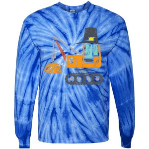 Funny Pilgrim Crane Turkey Thanksgiving Truck Tie-Dye Long Sleeve Shirt